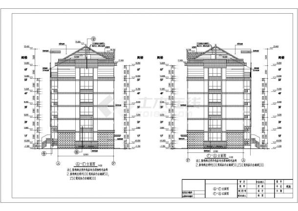 某6层普通框架结构住宅楼建筑设计施工图-图一