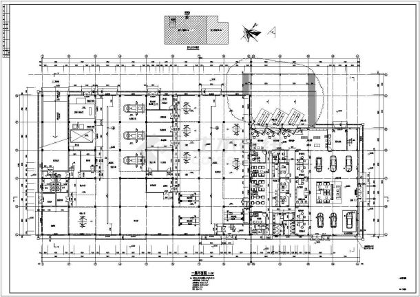 【福建】3层现代风格4S店综合楼建筑设计施工图（含水电结构专业）-图一