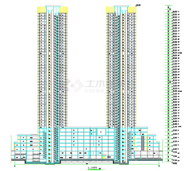 【湖南】3层商业广场建筑施工图（含效果图）-图一