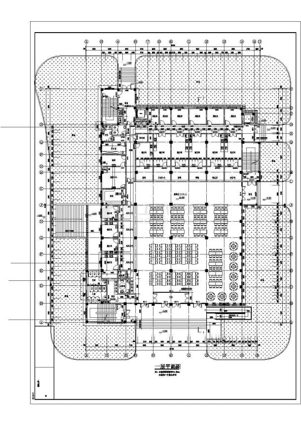 某大学三层框架结构食堂建筑施工图-图二