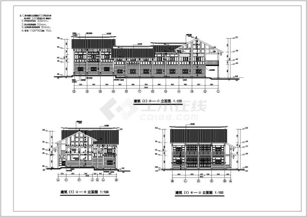 某地2层砖混结构沿街商业建筑设计方案图（5套）-图一