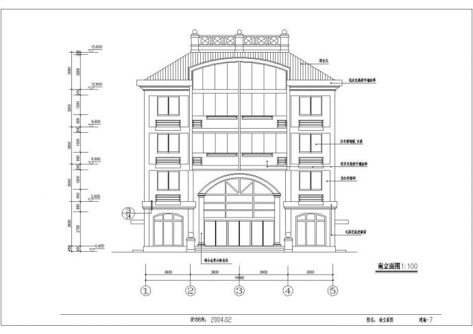 某地5层框架结构双拼别墅建筑设计方案图_图1