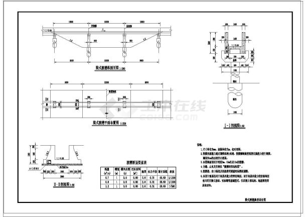 农业水利梁式渡槽典型设计图(2张)-图一