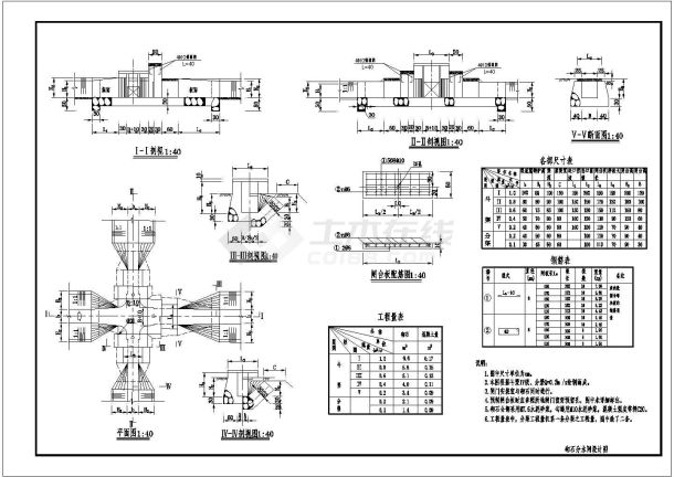 浆砌石、混凝土分水闸结构布置图设计-图二
