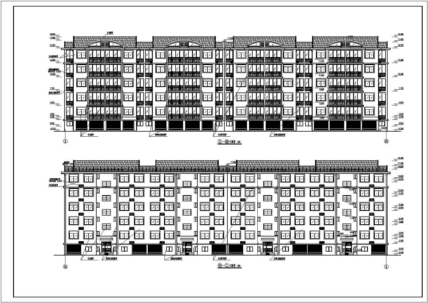 某地五层砖混结构住宅建筑方案图（坡屋顶）