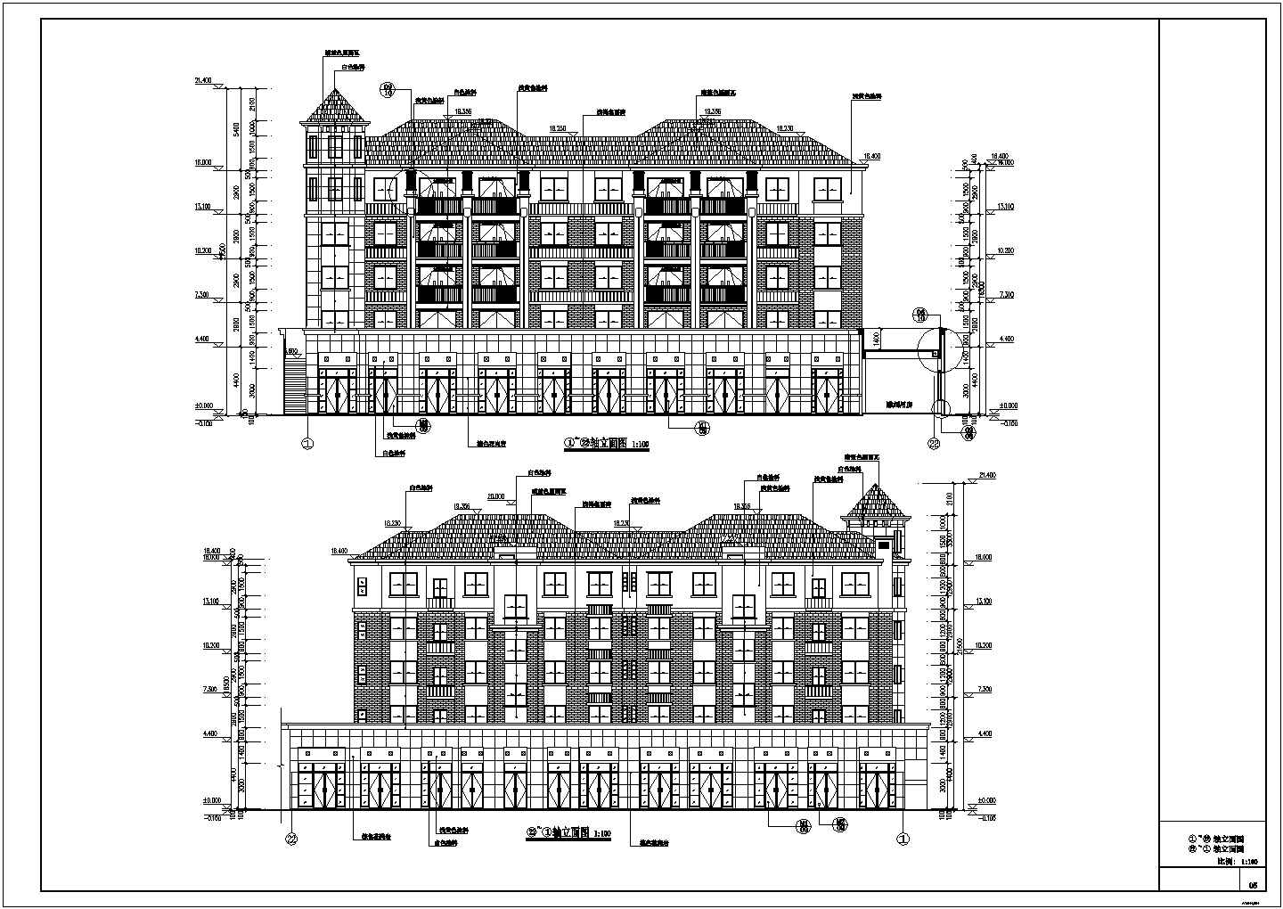 经典中式风格多层住宅小区住宅楼建筑施工图