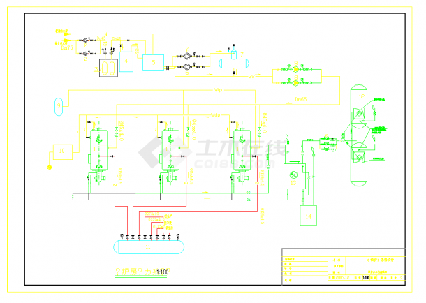 某地某纺织厂供热锅炉房工艺设计CAD图纸-图二