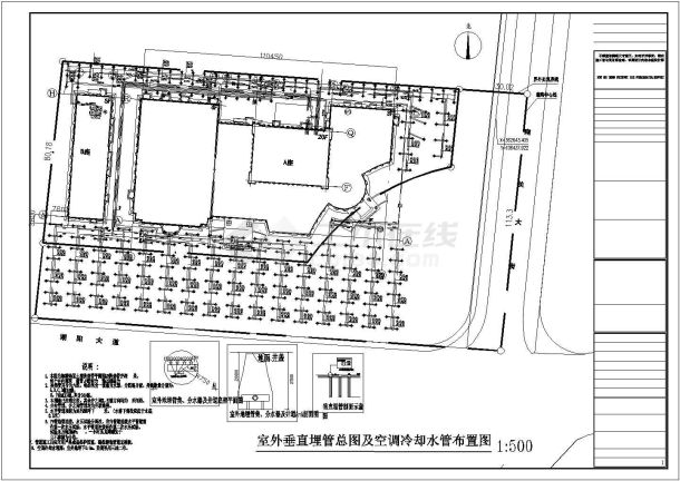 天津宝坻区地源热泵中央空调系统冷热源设计施工图-图一