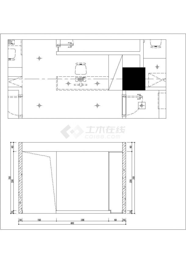 【北京】MOMA办公室室内装修CAD施工图（附效果图）-图一