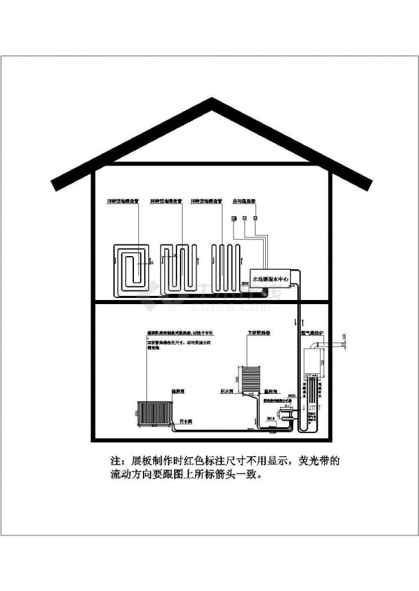 某二层别墅多联机空调加燃气壁挂炉采暖（地暖+散热器采暖）模型图-图一