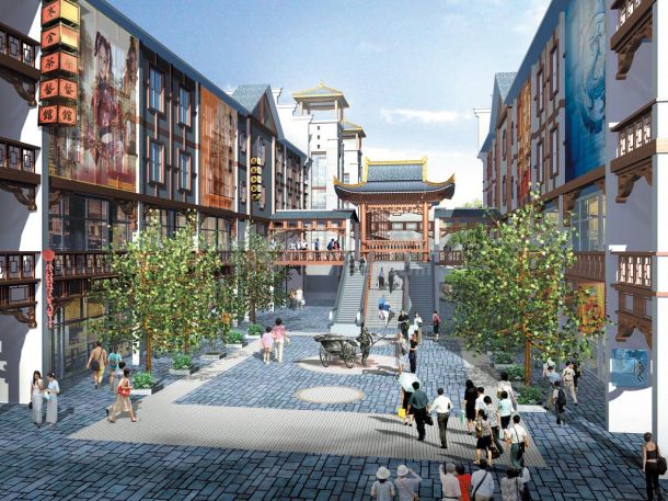 湖南长沙某民俗商业街景观规划设计方案-图一