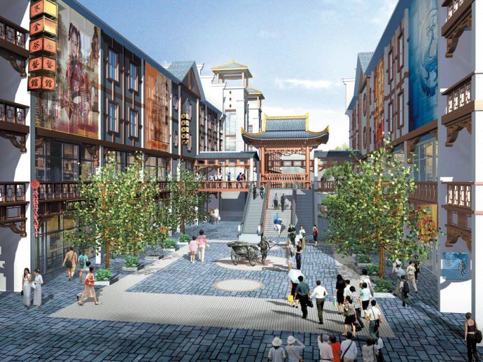 湖南长沙某民俗商业街景观规划设计方案_图1