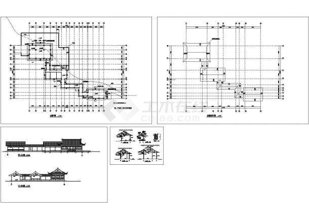 某带有肉色花岗岩石条水榭建筑施工图-图一