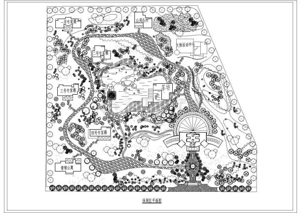 休闲区园林规划平面实施建cad图纸-图一