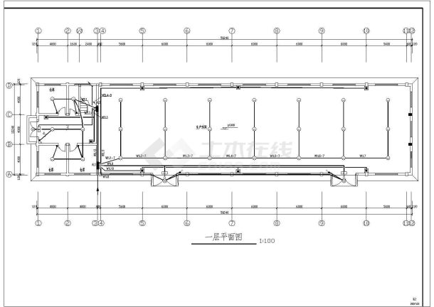 标准排架结构厂房车间照明和接地系统设计图纸-图一