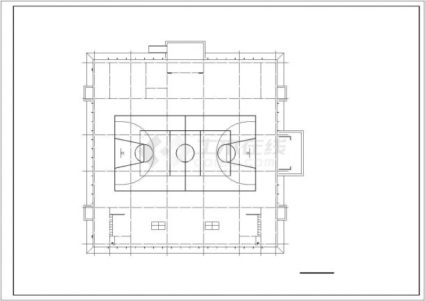2002㎡室内篮球、排球场建筑设计施工图-图一