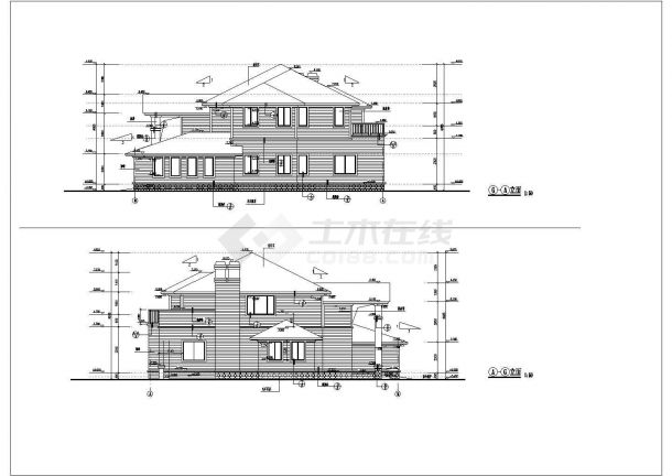 某小区两层砖混结构别墅建筑设计方案图-图二
