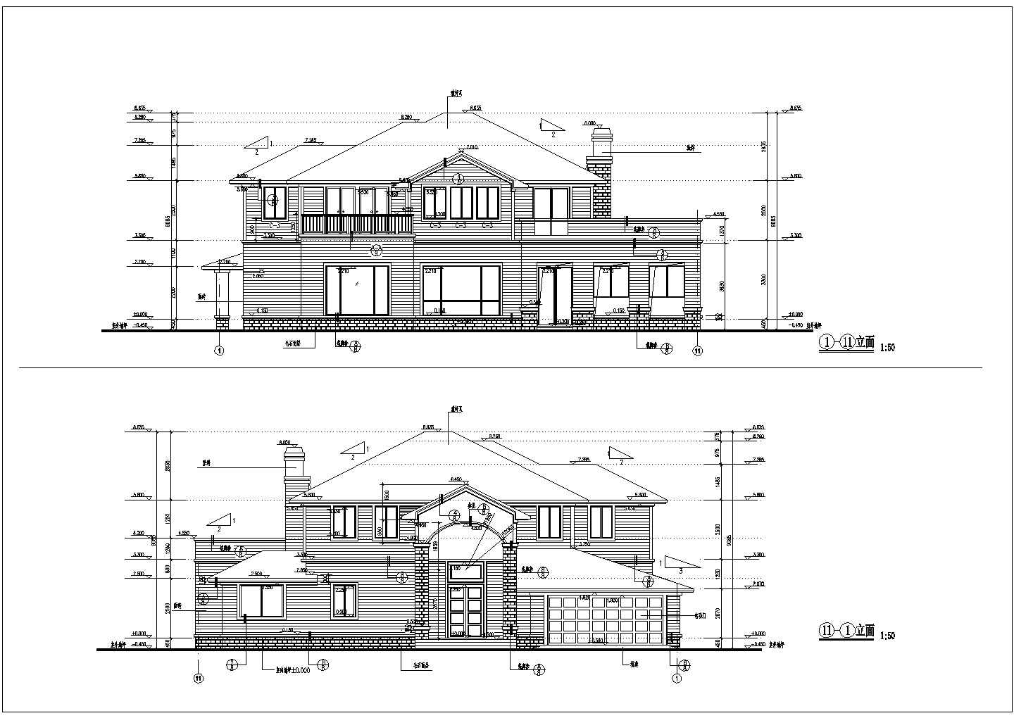 某小区两层砖混结构别墅建筑设计方案图