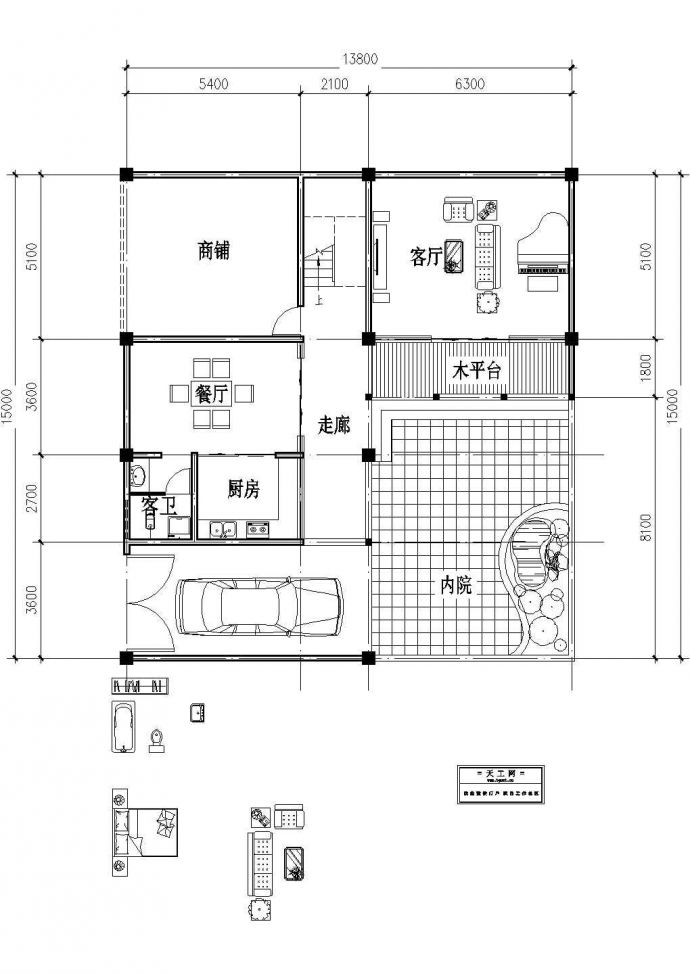 某地区小别墅建筑设计平面图_图1