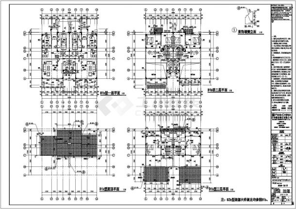 某地三层框架结构双拼别墅建筑设计施工图-图二