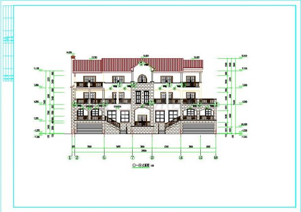 某豪华联排框架结构别墅建筑设计施工图-图二