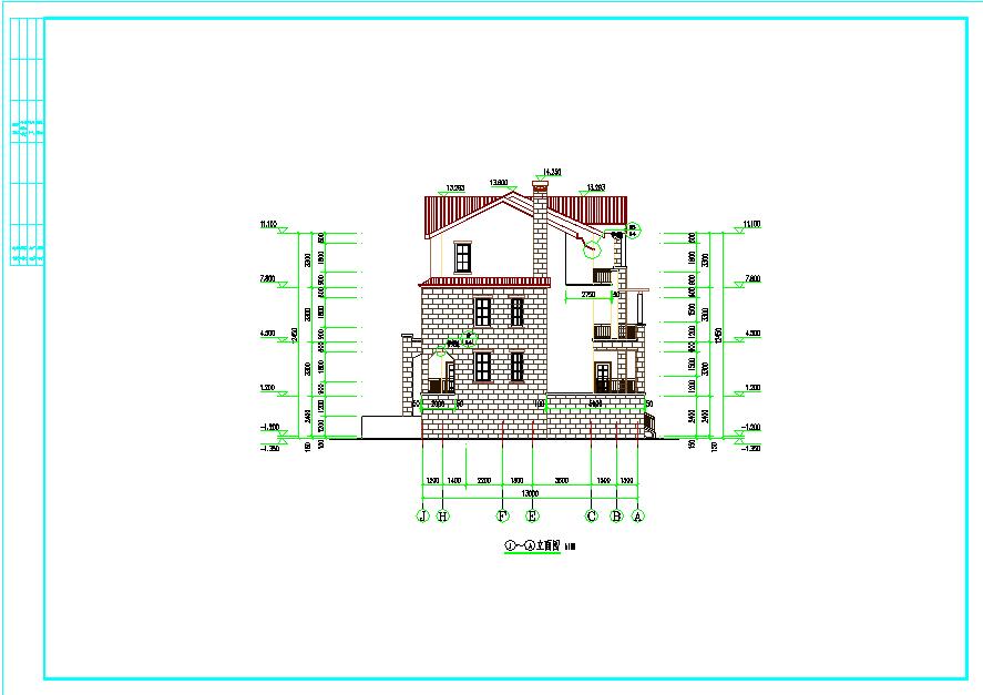 某豪华联排框架结构别墅建筑设计施工图