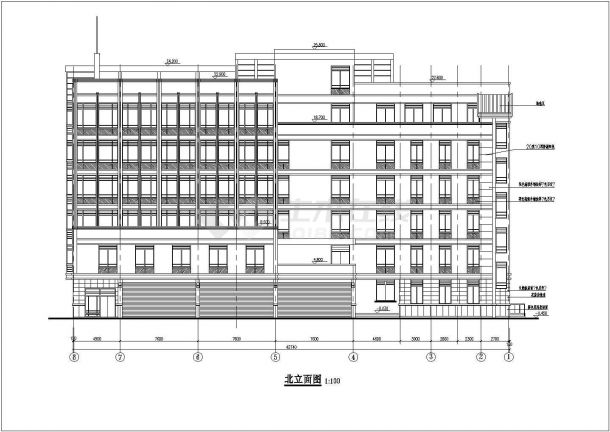 某工商局6层办公楼建筑设计施工图-图二