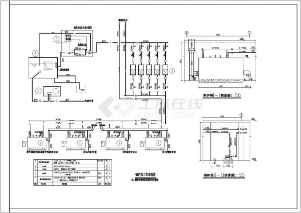 某燃气冷凝真空热水锅炉锅炉房图纸-图一