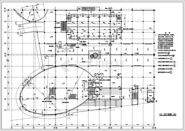 某地4层框架结构大型商业（部分建筑施工图）-图二