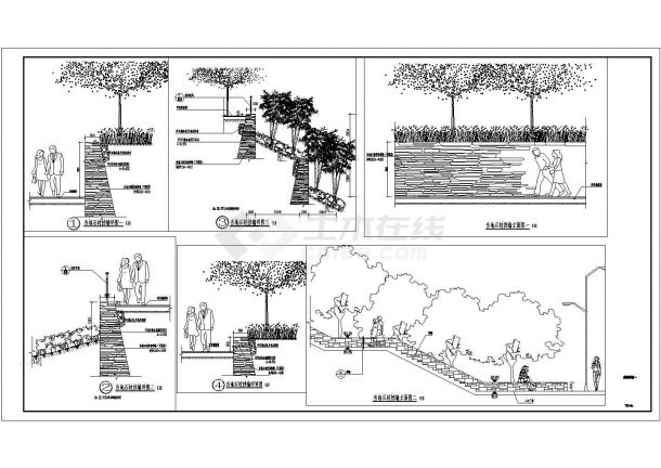 四种挡土墙园林设施设计施工详图（毛石、清水混凝土）-图二