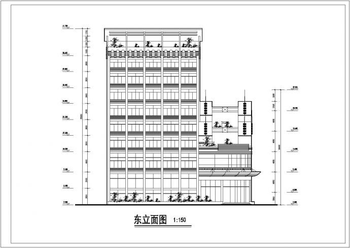某地方八层框架结构酒店建筑设计方案_图1