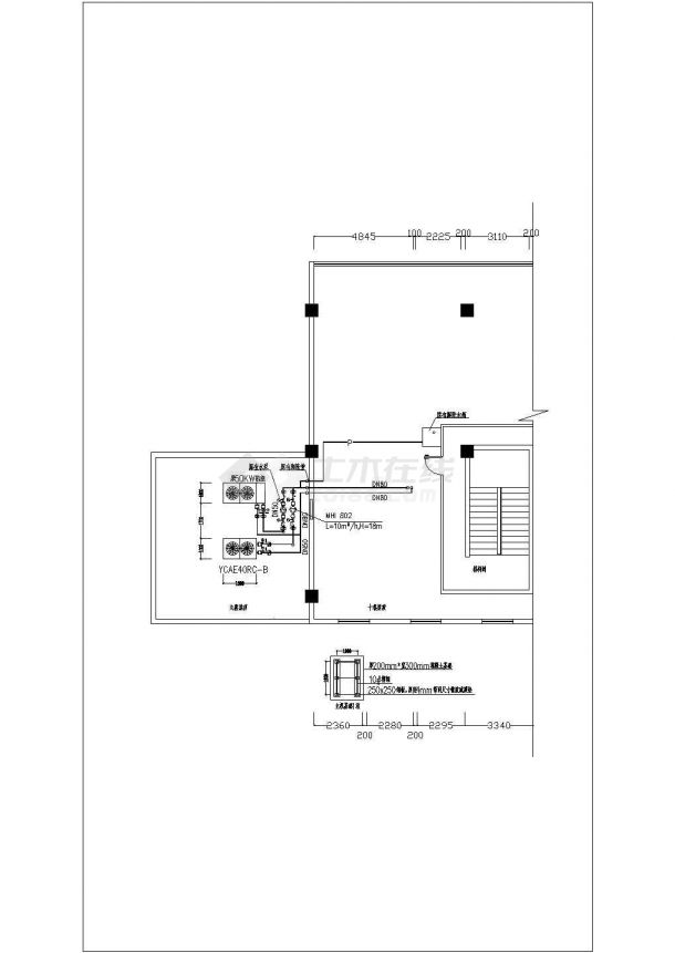 单层办公风冷热泵机组风机盘管空调系统设计图-图二