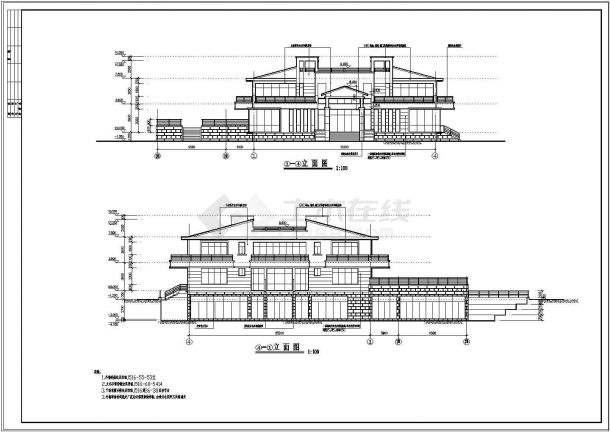成都某2层混凝土框架结构休闲别墅建筑和结构施工图-图一