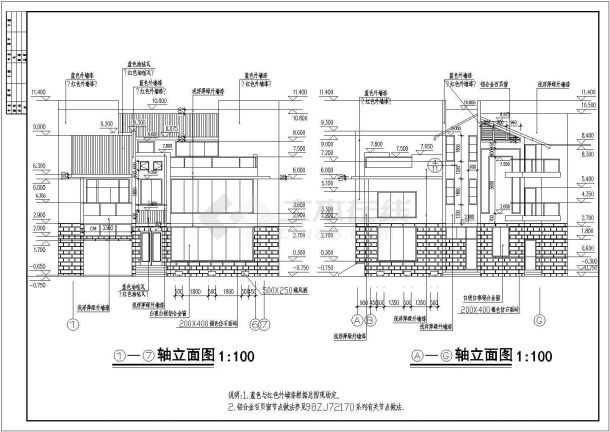 某地3层砖混结构坡屋面别墅设计施工图-图二