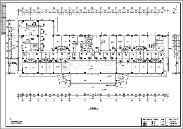 医院空气源热泵机组风机盘管加新风系统空调设计图纸-图二