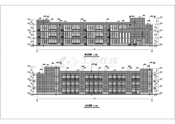 江苏三层框架结构12班幼儿园建筑施工图-图一
