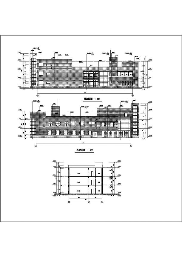 江苏三层框架结构12班幼儿园建筑施工图-图二