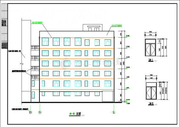 某地区六层宾馆酒店建筑设计施工图-图二