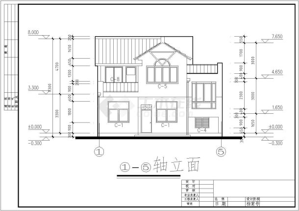 某地区2层坡屋顶框架结构农村房屋建筑设计施工图-图一