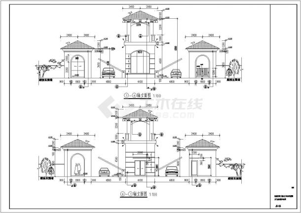 某地区砖混结构大门全套建筑施工图-图二