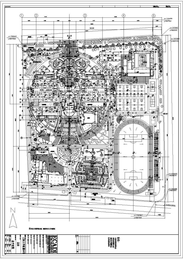 上海大学附属中学校园规划平面设计图-图一