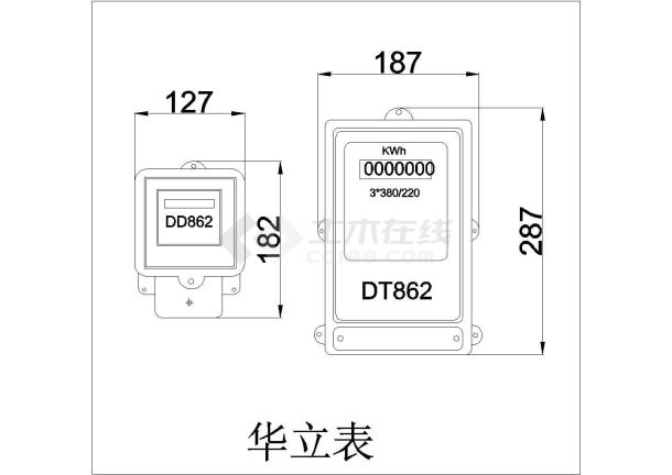 【 电气元件结构图】电度表外型尺寸-图二