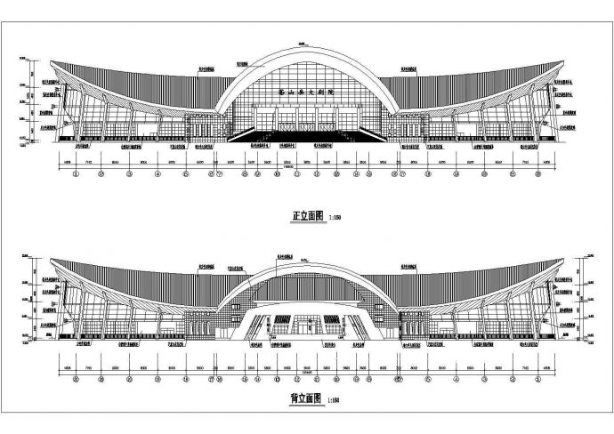 某地3层框架钢屋架结构文化中心建筑施工图_图1