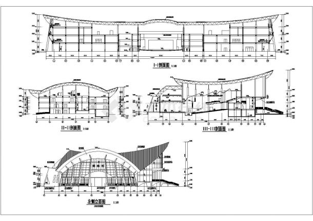 某地3层框架钢屋架结构文化中心建筑施工图-图二