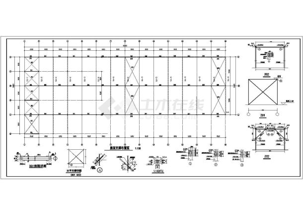某城市轻钢结构牧场机械库结构设计图-图二