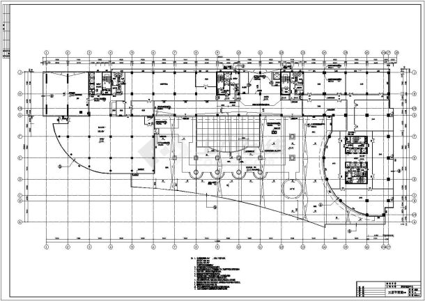 某地下两层商业中心高层办公楼建筑平面图-图二