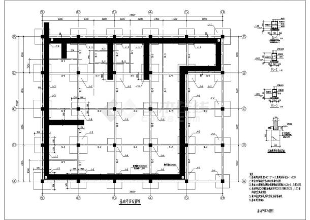 某地区二层框架结构食堂结构施工图-图一