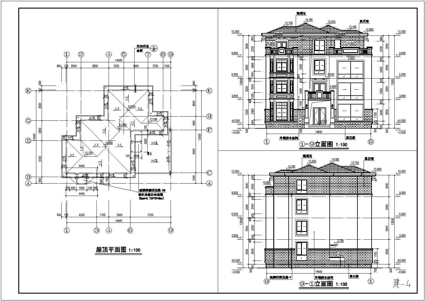 某4层框架结构自建别墅多专业设计施工图