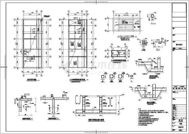 某地某单层泵房多专业设计施工图纸-图二