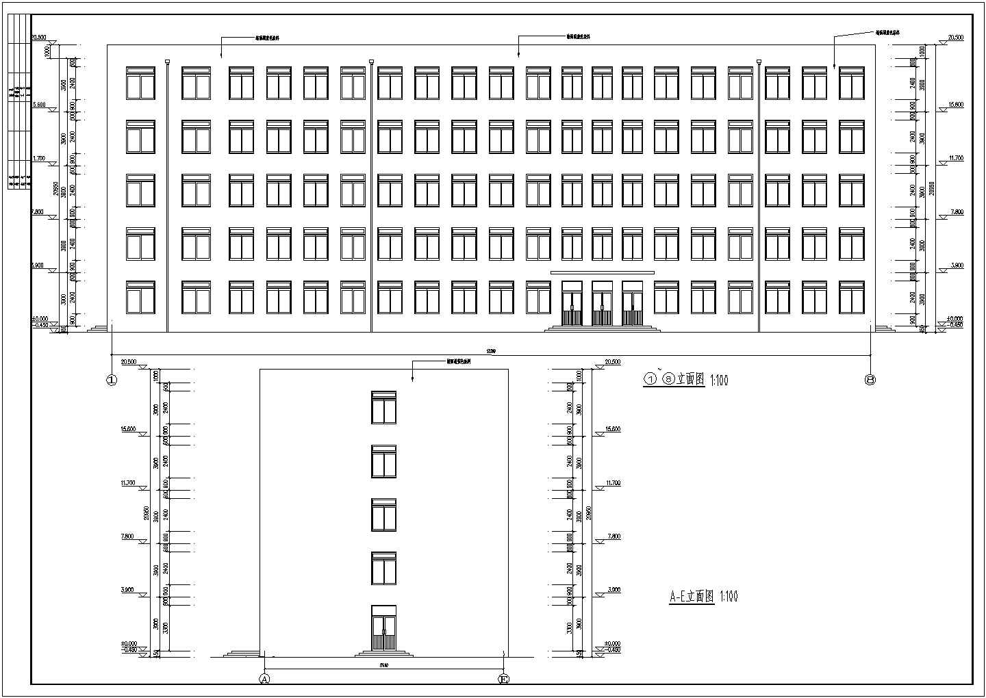 5000平米左右框架办公楼毕业设计（含建筑图、结构图、计算书）